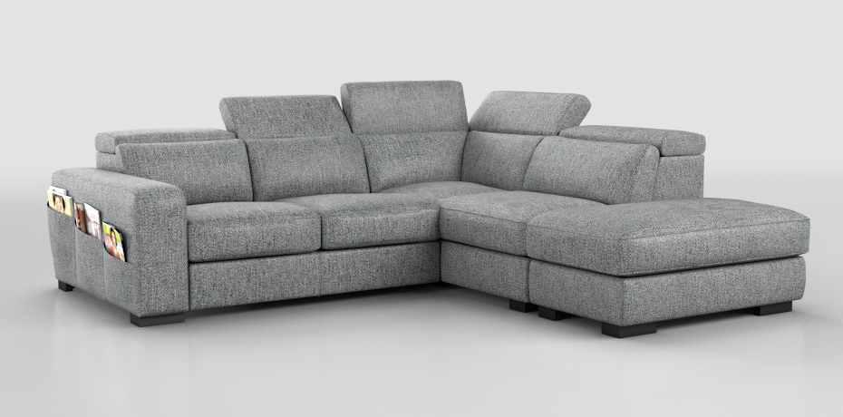 Melizzano - maxi corner sofa with sliding mechanism right peninsula with pocket organiser
